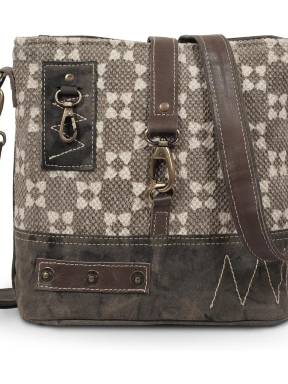 3B SHOUZO Messenger and Shoulder Bag - Upcycled Vintage Canvas & Leather